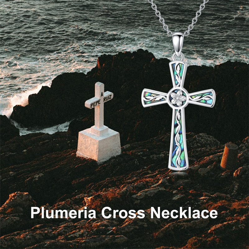 Sterling Silver Abalone Shell Dragonfly Plumeria Rose Sunflower Pendant Necklace