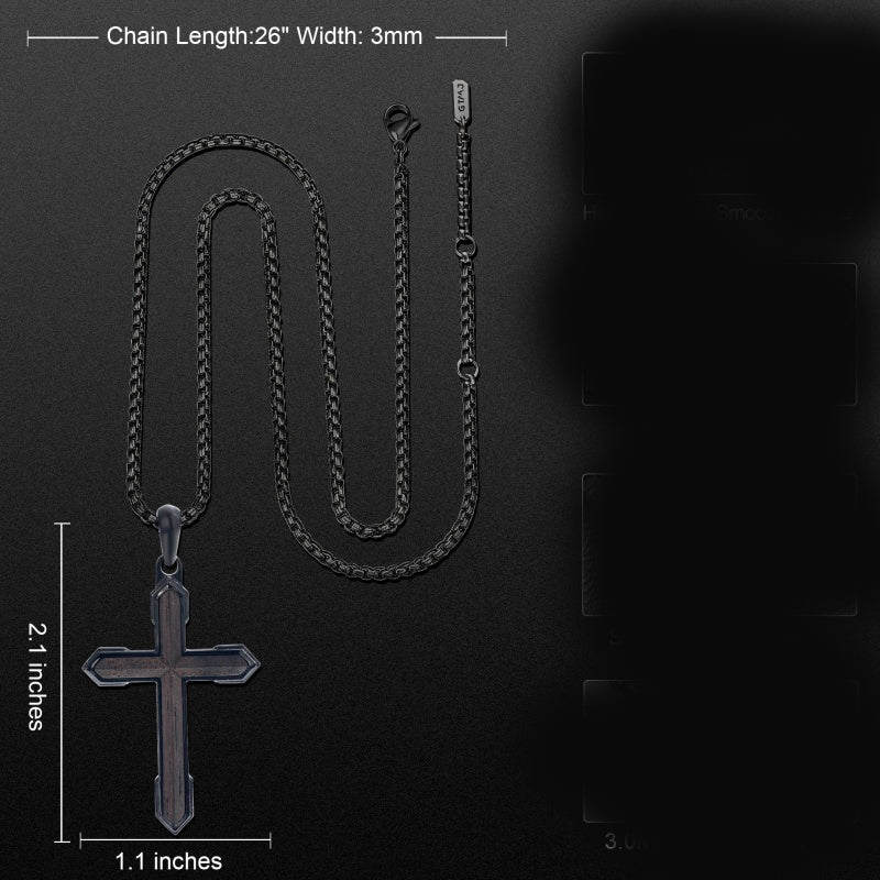 14K Gold Plated Wooden Cross Necklace  Christian Jewelry Gifts for Men