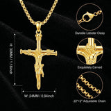 14K Gold Plated Cross Pendant Necklace Religious Confirmation Jewelry