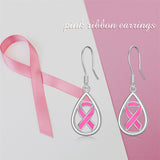 925 Sterling Silver Breast Cancer Awareness  Drop Earrings