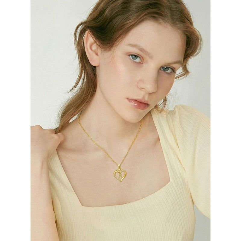 Heart Initial A-Z Pendant Necklace for 14K Gold Plated Women Initials Jewelry Gifts