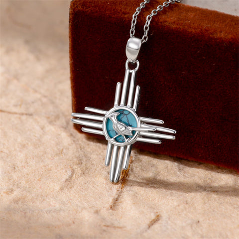 Sterling Silver Turquoise Kokopelli Arrowhead Cross Zia Roadrunner Zia Fox Arrowhead Eagle Pendant Necklace