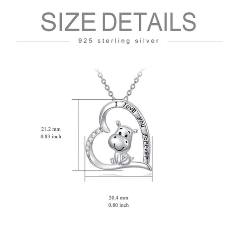 Sterling Silver Cubic Zirconia Hippo Pendant Necklace