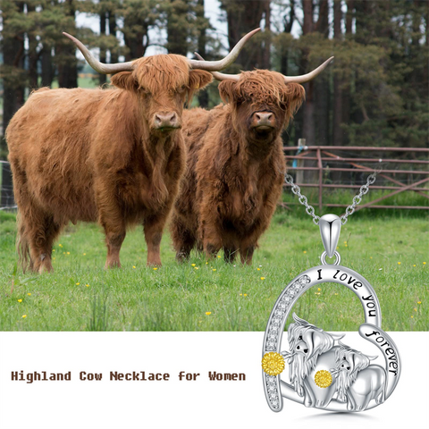 Sterling Silver Highland Cow Necklace