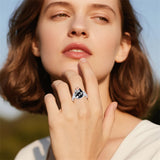 Sterling Silver Vintage Flower Rose Flower Tree Tree of Life Ring for Women