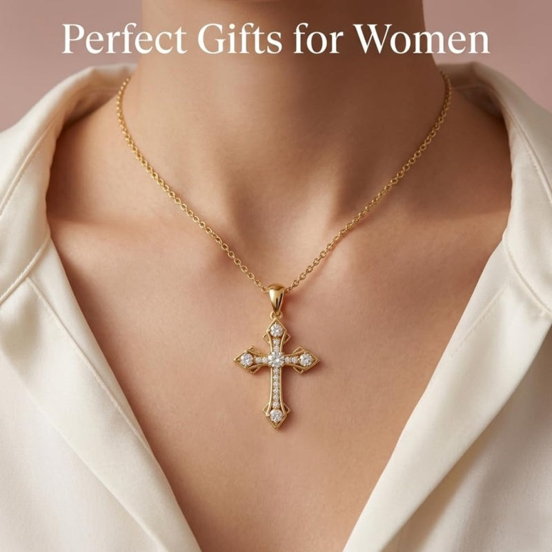 14K Gold Plated Cross Necklaces for Women Faith Jewelry for  Anniversary Christmas Birthday Mother's Day