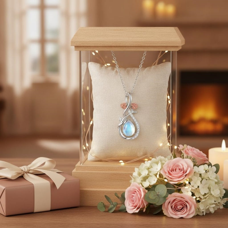 Sterling Silver Teardrop Gemstone Rose Butterfly Infinity Heart Necklace for Women