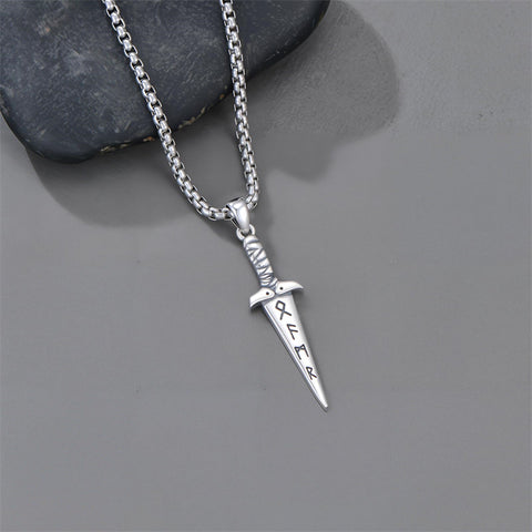 Sterling Silver Viking Dagger Pendant Necklace
