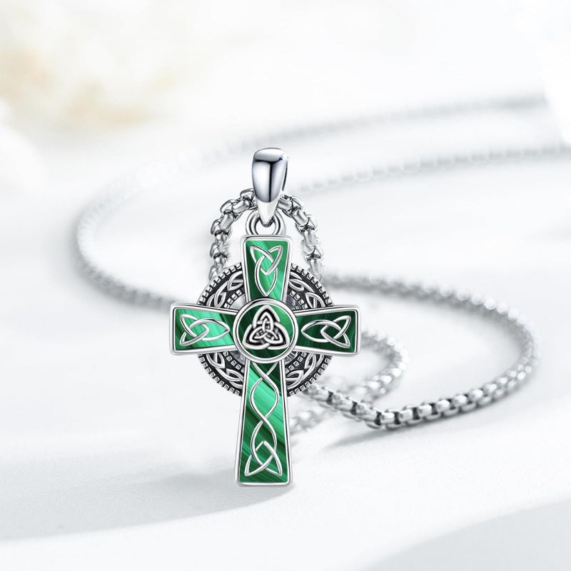 14K Gold Plated Celtic Vikin Cross Pendant Necklace Irish Jewelry Religious Protective Gift
