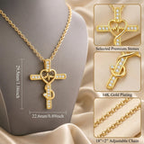 14K Gold Plated Stethoscope Cross Necklace Jewelry Christmas Graduation Nurses Week Gift