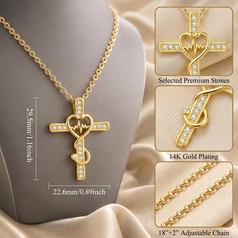 14K Gold Plated Stethoscope Cross Necklace Jewelry Christmas Graduation Nurses Week Gift