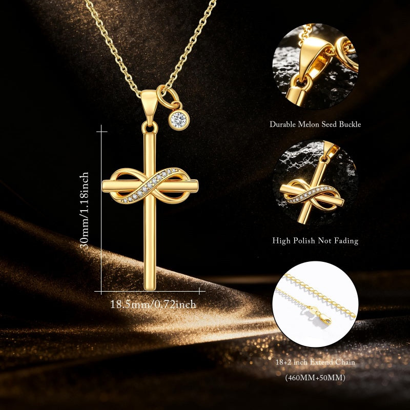 14K Gold Plated  Cross Necklace for Women Christian Jewelry  Birthday Christmas Gift