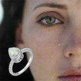 Sterling Silver Teardrop CZ Urn Rings for Ashes