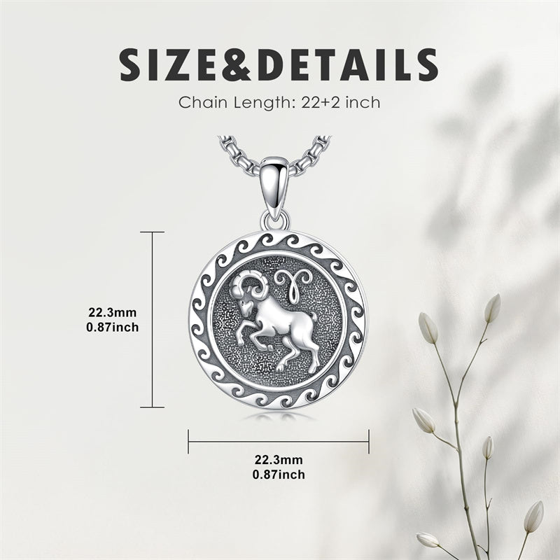 Sterling Silver 12 Zodiac Astrology Horoscope Pendant Necklace