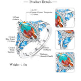 Sterling Silver Cushion Marquise Pear Round Oval Cut Turquoise Engagement Ring for Women