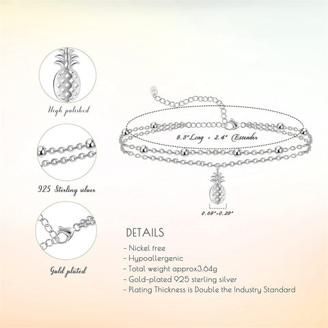 Sterling Silver Multi-layered Animal Anklet