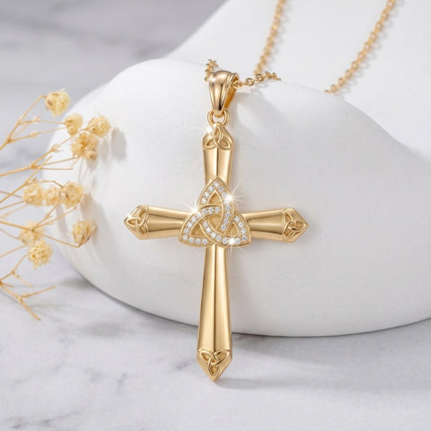 14K Gold Plated Cross Necklace for Women