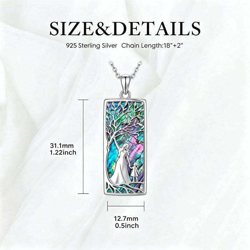 Sterling Silver Abalone Shell Tarot Card Pendant Necklace Gifts for Birthday Halloween Anniversary Valentine’s Day
