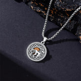 Sterling Silver Tiger Eye Eagle Lion Pendant Necklace for Men