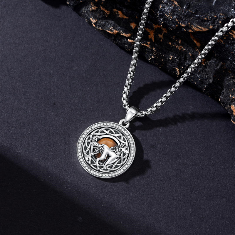 Sterling Silver Tiger Eye Eagle Lion Pendant Necklace for Men