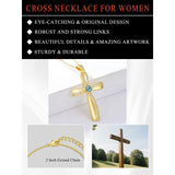 14K Gold Plated Cross Pendant Necklace for Women