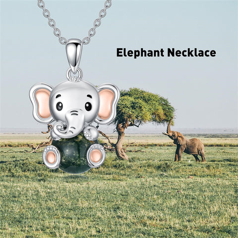 Sterling Silver Moss Agate Hippo Koala Elephant Teddy Bear Pendant Necklace