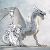 Sterling Silver Birthstone Wyvern Dragon Pendant Necklace