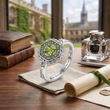 Sterling Silver Laurel Wreath Personalized Square Cut Birthstone  Class Ring for Women