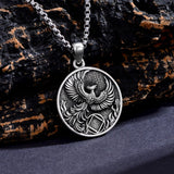Sterling Silver Phoenix Rising Pendant Necklace NA/AA Sobriety Jewelry