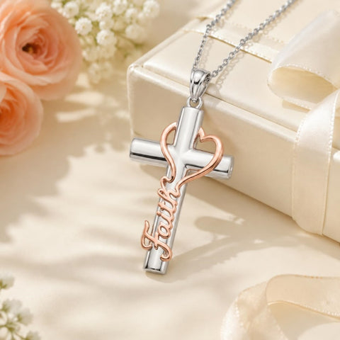 Sterling Silver Cross Pendant Necklace Gift for Anniversary Christmas