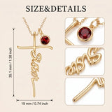 14K Gold Plated Birthstone Sister Cross  Pendant Necklace