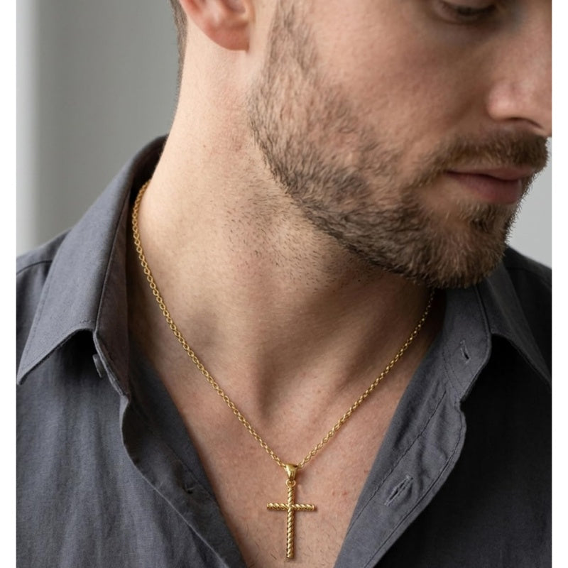 14K Plated Gold Cross Pendant Crucifix Necklace Christian Jewelry Baptism Religious Faith