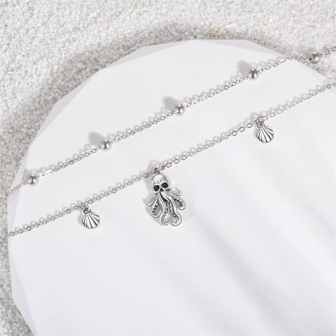 Sterling Silver Multi-layered Animal Anklet