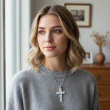 Sterling Silver Cross Pendant Necklace Christian Religious Jewelry Gifts for Anniversary