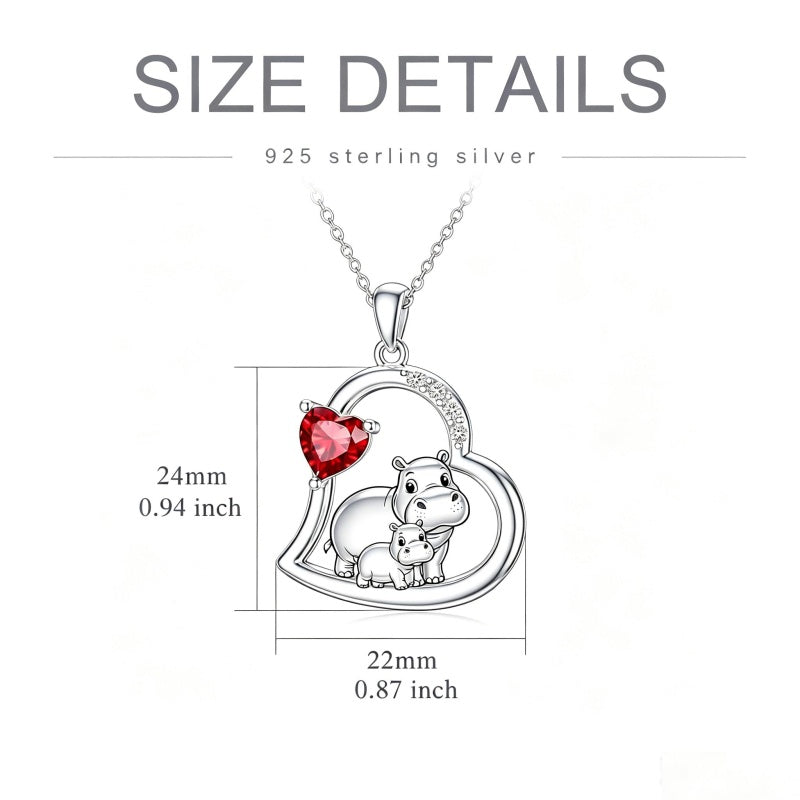 Sterling Silver Mother Daughter Two Hippo Two Elephant Two Horse Two Dachshund Two Cow Pendant Necklace
