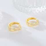 14K Gold Plated Cubic Zirconia X-shaped Huggie Earrings for Women