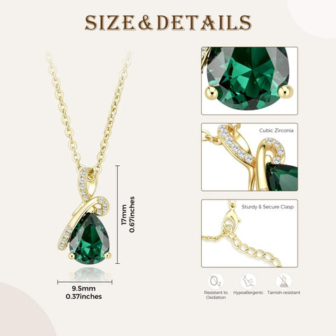 14K Gold Plated  Teardrop Birthstone Pendant Necklace Birthday Gifts for Women