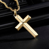 14K Gold Plated Cross Necklace for Men with Adjustable Chain Jewelry Gift for Him