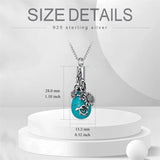 Sterling Silver Teardrop Rose Turquoise Sunflower Turquoise Urn Necklace For Ashes