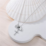 S925 Sterling Silver Amulet Necklace Empty Tomb Necklace Protection Pendant Jewelry Christmas Halloween Birthday Gifts for Men Women