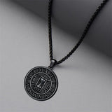 Sterling Silver Black Memento Mor Stoic Skull Coin Pendant Necklace