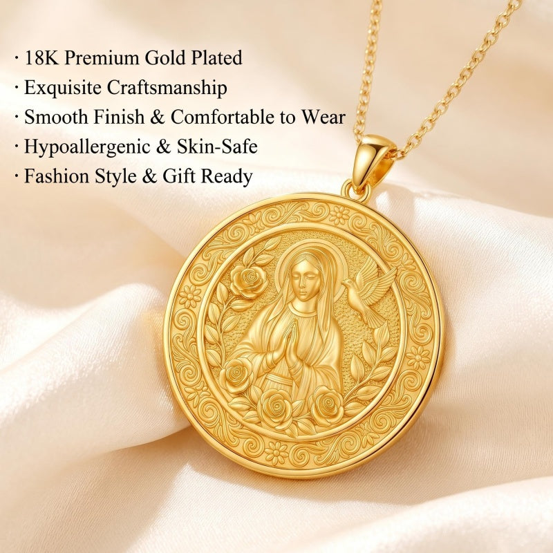 14K Gold Plated Patron Saint Necklace Saint Medal Catholic Amulet Jewelry