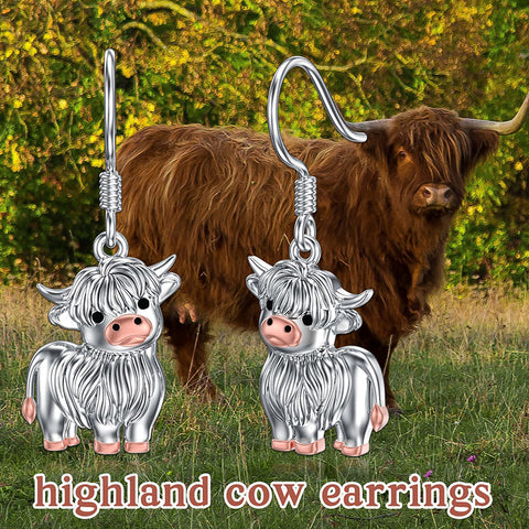 Sterling Silver Highland Cow Dangle Earring