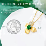 14K Gold Plated Lab-Grown Emerald Pendant Necklaces for Women