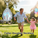 Sterling Silver Moonstone Teardrop Father Daughter Mother Daughter Pendant Necklace