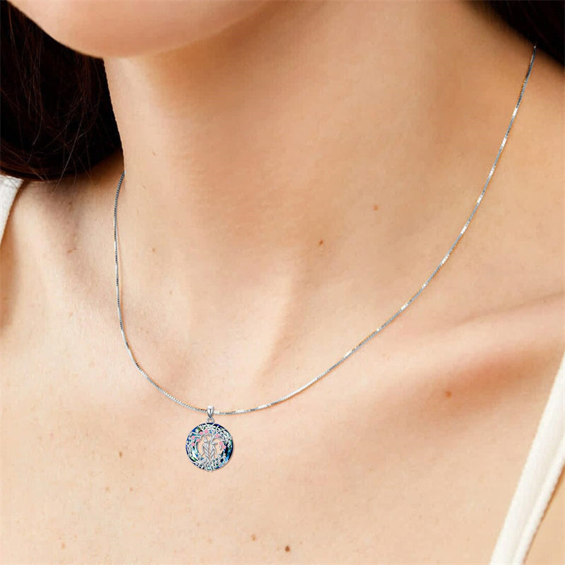 Sterling Silver Crystal Tree of Life Family Pendant Necklace for 1 to 5 Children