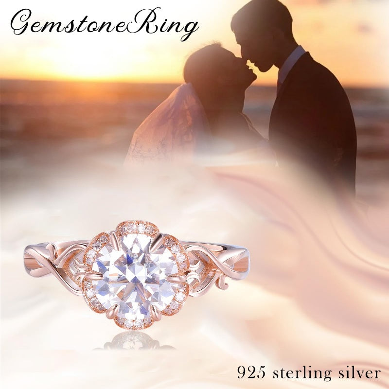 Sterling Silver 10K 14K 18K Gold Personalized Engraved 1-3 Carat Round Moissanite   Anniversary  Engagement Ring