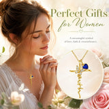 14K Gold Plated  Birthstone  Cross Butterfly Necklace for Women