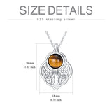 Tiger Eye Celtic Knot Necklace S925 Sterling Silver Natural Gemstone Tiger Eyes Beads Healing Crystal Pendant Jewelry Birthday Gifts For Women