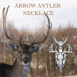 Sterling Silver Deer Antler&Arrowhead  Pendant Necklace for Men